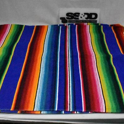 Bright Stripes Blanket with White Fringe Trim, approx 82