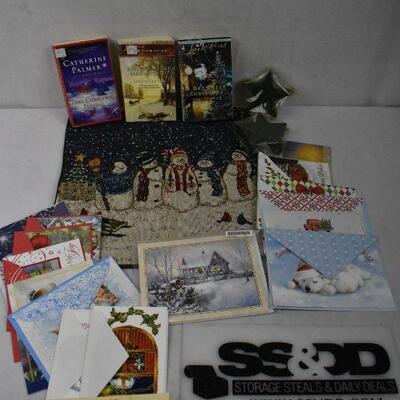 29 pc Christmas: 3 Books, 20 Cards, 5 candles, 1 Pillow Cover
