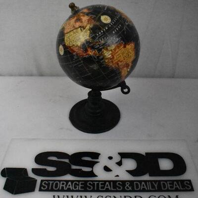 Small Decorative Globe, Browns/Oranges/Black approx 8.5