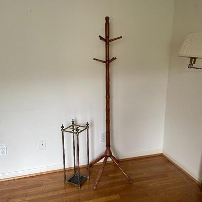 Lot 28 - Wooden Coat Rack with Umbrella Stand