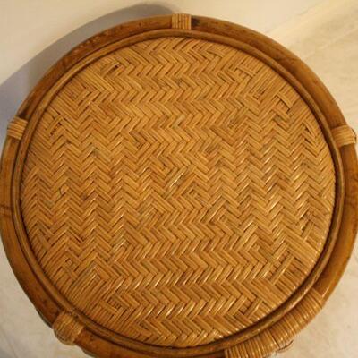 Lot #44: Vintage Rattan Plant Stand or Accent Table 