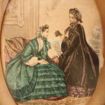Lot #45: French Antique Print in Oval Frame by Anis Toud 
