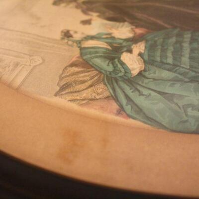 Lot #45: French Antique Print in Oval Frame by Anis Toud 