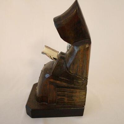 Lot #49: Vintage Hand Carved Wooden Monk | Priest | Jesuit Bookend Made in Mexico