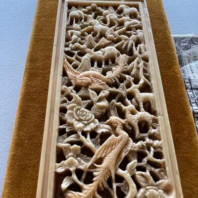Oriental carving, Moneys, Ox, Birds, Flowers