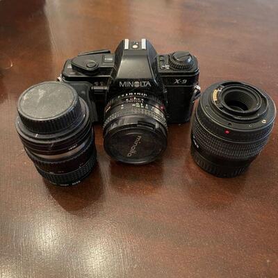 Minolta X-9 35mm camera / 3 lenses 