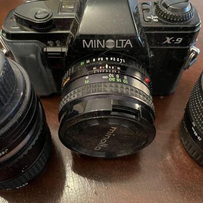 Minolta X-9 35mm camera / 3 lenses 