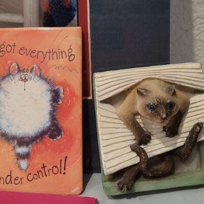 Lot 37: Assorted New CAT THEME Collectibles - Books and Magnets