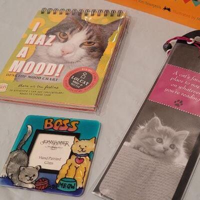 Lot 37: Assorted New CAT THEME Collectibles - Books and Magnets