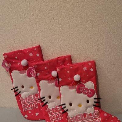 Lot 53: (3) New HELLO KITTY Christmas Stockings 