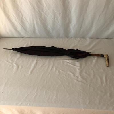 Lot 32 - Pair of Carved Handled Umbrellas 