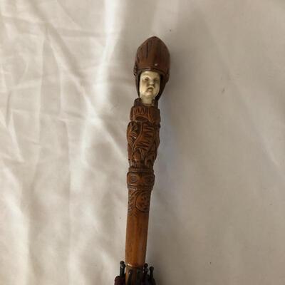 Lot 32 - Pair of Carved Handled Umbrellas 