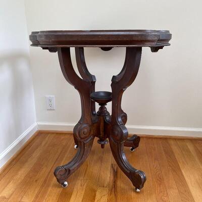 Lot 51 - Antique Marble Top Table w/ Casters