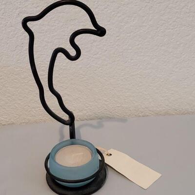 Lot 117: (2) New Sea Urchin Air Plant Holders and Maui Dolphin Candle holder 