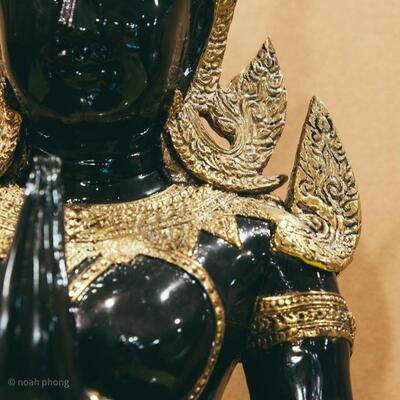 Pair of Antique Bronze Thai Thepenom Thai Angels Statues