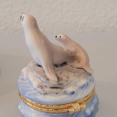 Lot 120: Geo. Z. Lefton Trinket Box, San Francisco Music Co. "PEARLY SHELLS" and Stone Seal