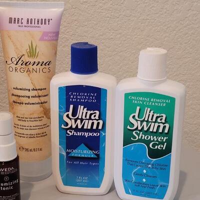 Lot 123: Bath/Shower Shampoos & Condioners (all are either full or +75% full) and Hair Brush