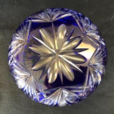  Lot 14P. Imperlux , Worldâ€™s Finest Genuine Hand Cut Lead Crystal, Made in German Democratic Republic, Blue bowl â€” $62.50