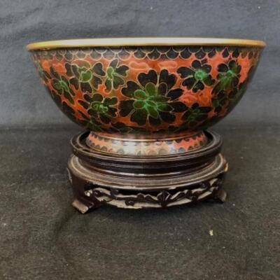  Lot 19P. Chinese bowl with stand from China, cloisonnÃ© â€” $87.50