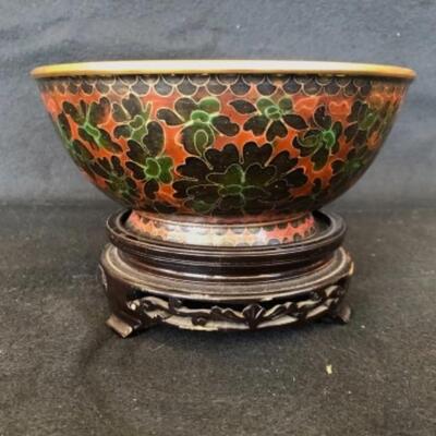  Lot 19P. Chinese bowl with stand from China, cloisonnÃ© â€” $87.50