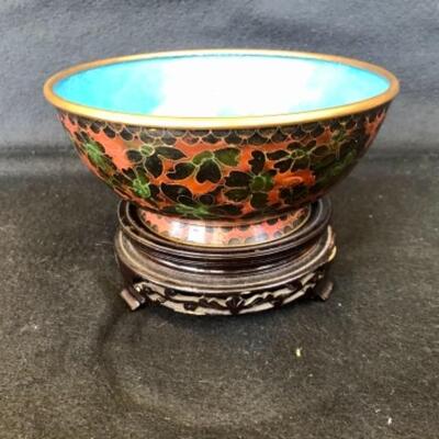  Lot 19P. Chinese bowl with stand from China, cloisonné — $87.50