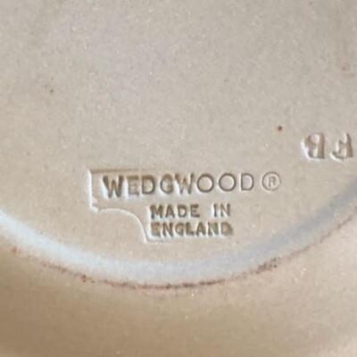 Lot 25P. Wedgwood Jasperware porcelain: 1 blue vase, 1 celadon ashtray, 1 black ashtray â€” $15