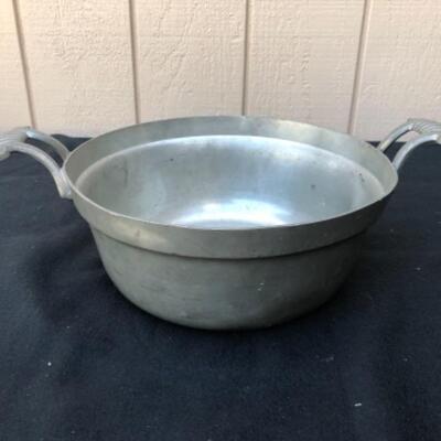 . Lot 37P. Pewter porridge bowl with no lid, large, two handles, stamped London, P. H. Strauss Engl. Blockzinn, monogrammed Von Chr....