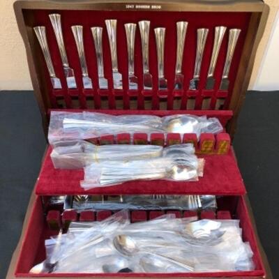 Lot 63L. Reed & Barton Stainless Flatware, Brookshire pattern, New and Unused, 115 Pieces â€” $225