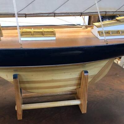 Lot 92S. Authentic Models 1901 Americaâ€™s Cup Boat - Columbia, Large  Schooner Classic Sailing Ship Lines / Boat, Historic American Cup...