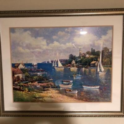 Lot 96 IW124. Limited edition, â€œSailing inâ€ by Ming Feng, signed and numbered (613 of 700) framed print (31â€ x 23â€); frame (33â€...
