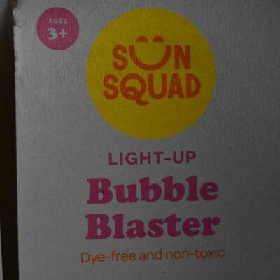 Qty 3 Light Up Bubble Blasters, Blue. Open Packaging, considered Used