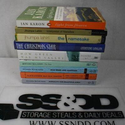 9 Paperback Fiction Books: Jan Karon -to- Alexander McCall Smith