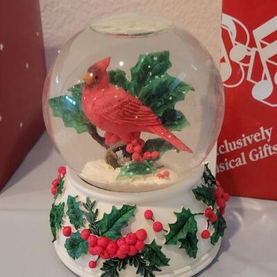 Lot 153: New Flavia Weedn Music Box and San Francisco Music Co Red Bird Water Globe and 