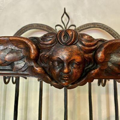 Monumental French Carved Wood and Iron Hanging Rack