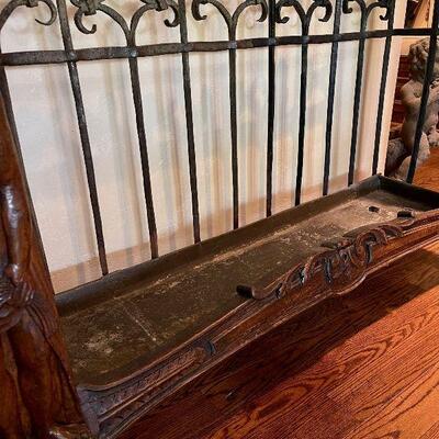 Monumental French Carved Wood and Iron Hanging Rack