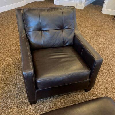 Leather Armchair & Ottoman LIKE NEW