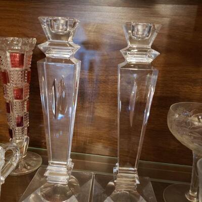 Galway Crystal candle sticks pair