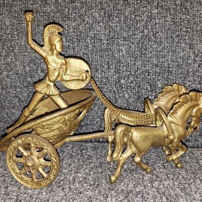 Vintage Gladiator Roman soldier and chariot paperweight figurine