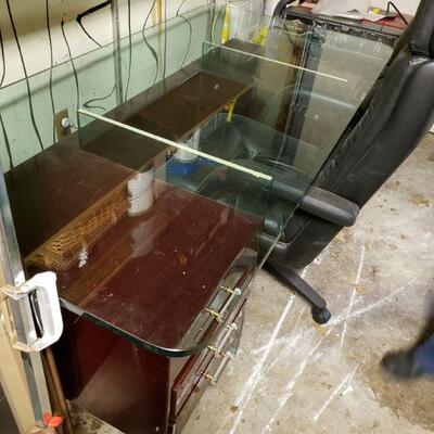 Large glass topped desk