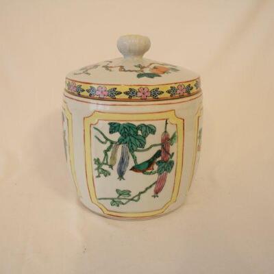 Lot #62: Vintage Madhin China Porcelain canister Bird Pattern