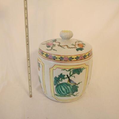 Lot #62: Vintage Madhin China Porcelain canister Bird Pattern