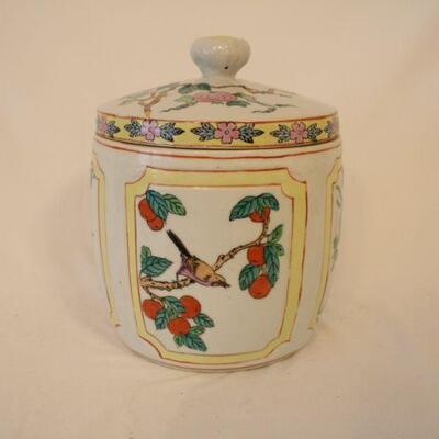 Lot #62: Vintage Madhin China Porcelain canister Bird Pattern