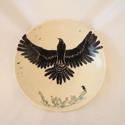 Lot #66: Blazek Clay Arts Flying Raven Stoneware Decorative Plate Made in ATX