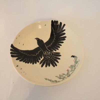Lot #66: Blazek Clay Arts Flying Raven Stoneware Decorative Plate Made in ATX