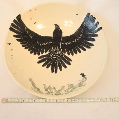 Lot #66: Blazek Clay Arts Flying Raven Stoneware Decorative Plate Made in ATX