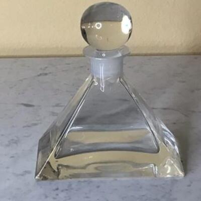 245 - Pyramid Shaped Crystal Decanter - Chipped 