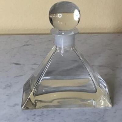 245 - Pyramid Shaped Crystal Decanter - Chipped 