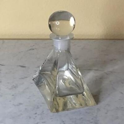 245 - Pyramid Shaped Crystal Decanter - Chipped 