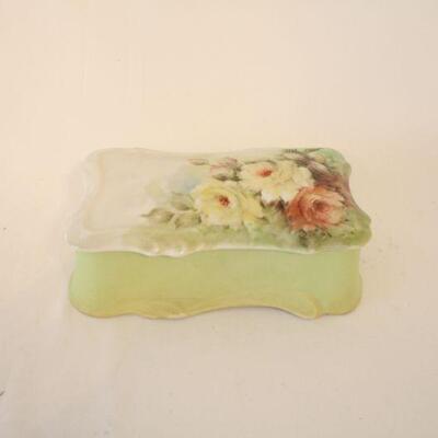 Lot #74: Vintage Hand Painted Porcelain Rose Trinket Box