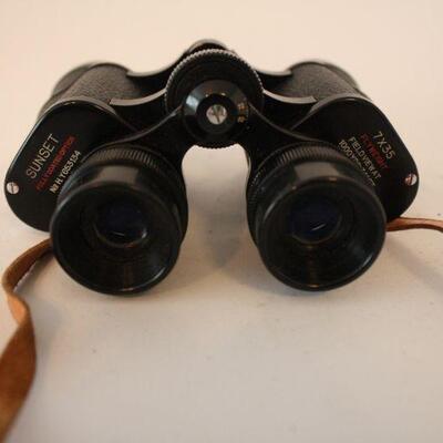 Lot #78: Vintage Sunset Fully Coated Optics 7x35 Binoculars with Leather Case 